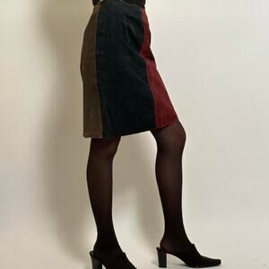 Vintage The Limited Color Block Suede Mini Skirt | 8